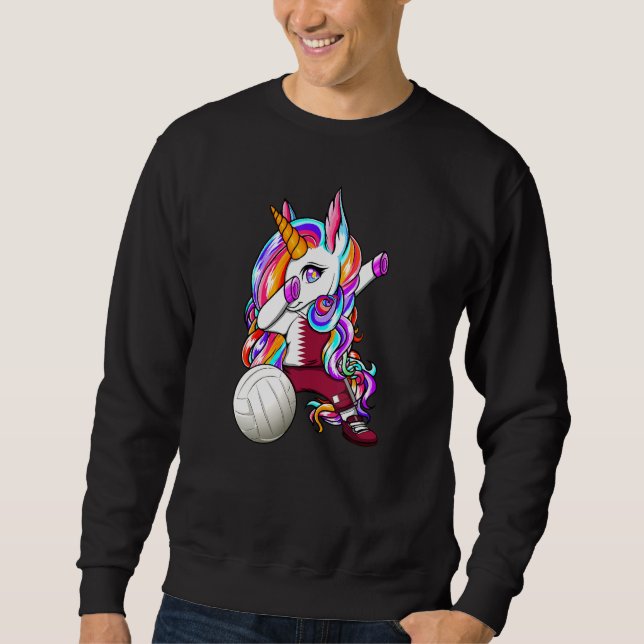 Moletom Dabbing Unicorn Qatar Voleibol Fans Jersey Qatar (Frente)