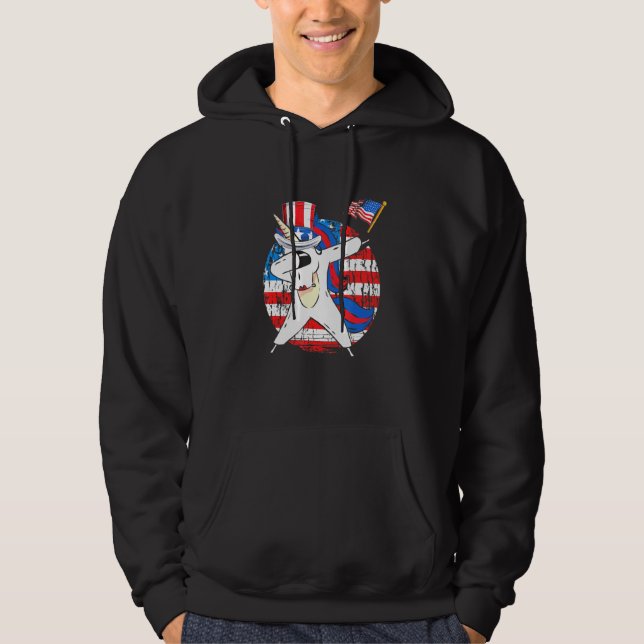 Moletom Dabbing Unicorn Rainbow Patriotic American Usa Gir (Frente)