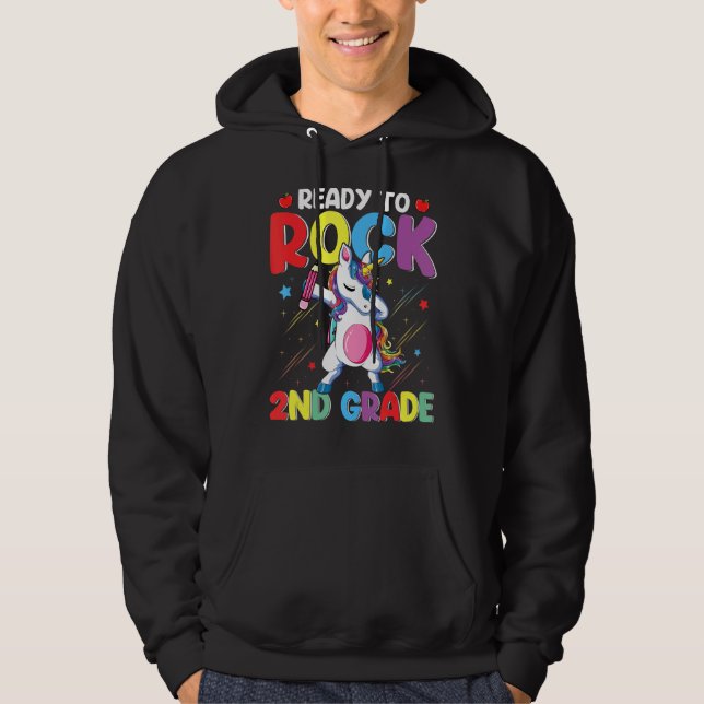 Moletom Dabbing Unicorn Ready To Rock segundo Grade Back T (Frente)