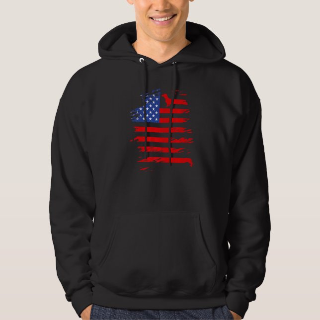 Moletom Dachshund And America Flag Patriotic Weiner Dog (Frente)