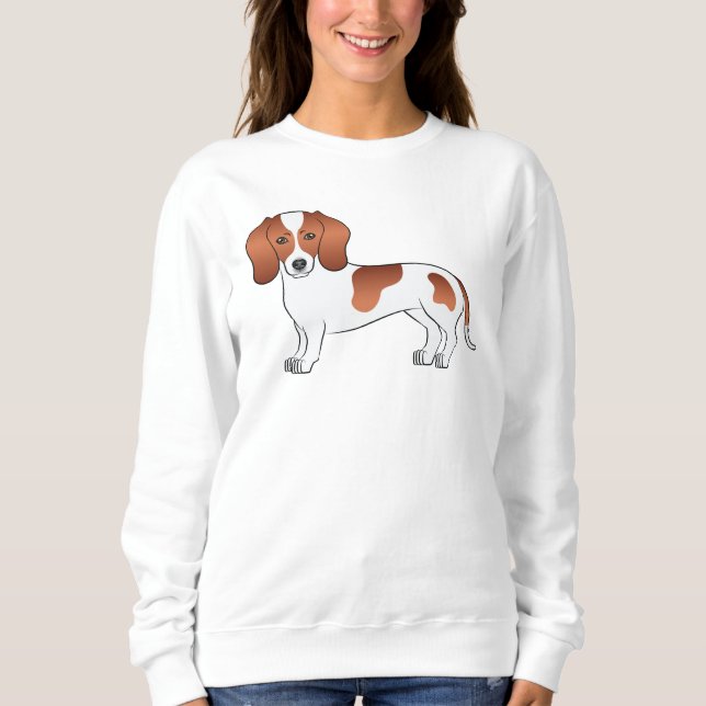 Moletom Dachshund Cartoon Cute de Pelo Liso Malhado de Ver (Frente)