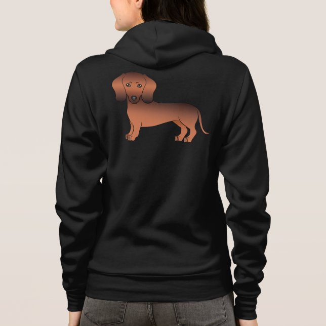 Moletom Dachshund Cartoon Cute de Pelo Liso Sable Vermelho (Verso)
