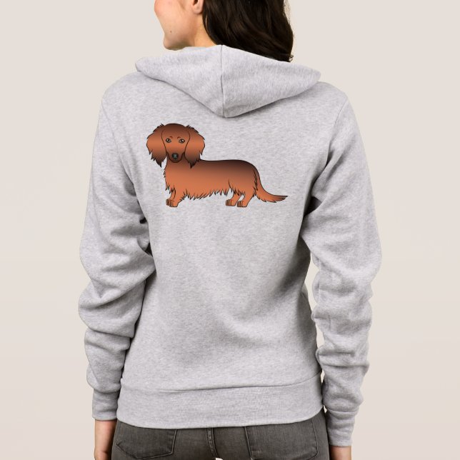 Moletom Dachshund Cartoon Cute de Pelo Longo e Cor Castanh (Verso)