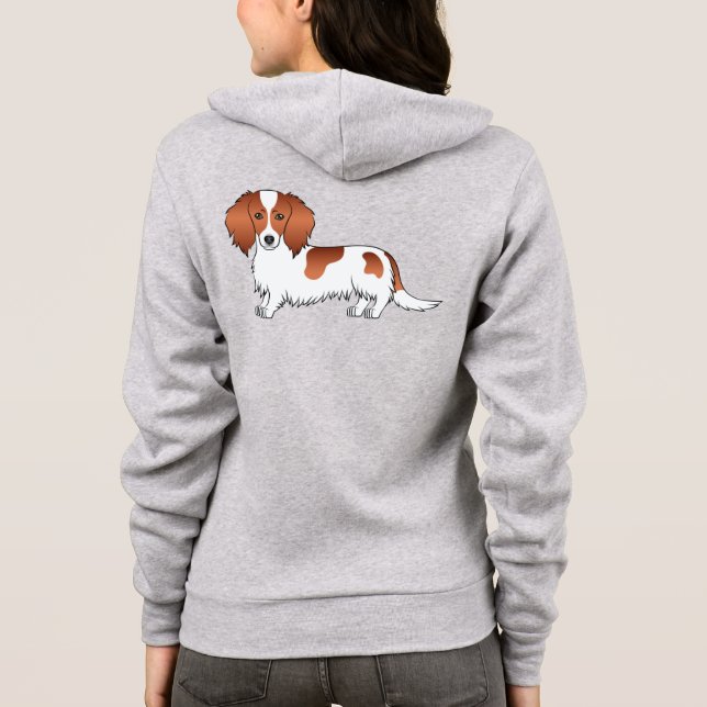 Moletom Dachshund Cartoon Cute de Pelo Longo e Mancha Verm (Verso)