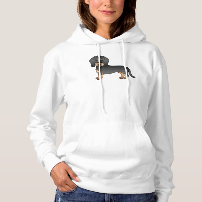 Moletom Dachshund Cartoon de Pelo de Arame Preto e Castanh (Frente)