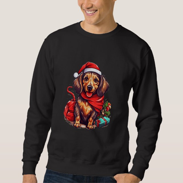 Moletom Dachshund Christmas Fun Festive Holiday Dog Design (Frente)