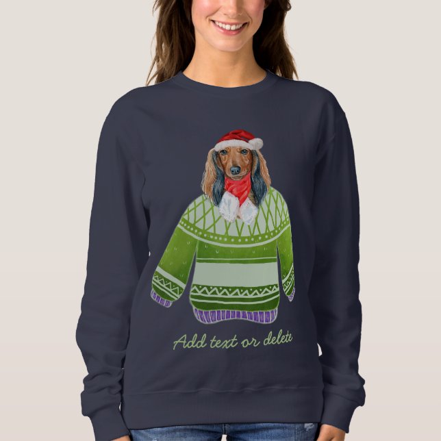 Moletom Dachshund de Cabelo Longo Natal Feio Mãe do Cachor (Frente)