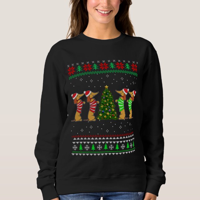 Moletom Dachshund Dog Christmas Ugly Sweater Dachshund Xma (Frente)