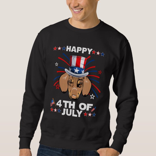 Moletom Dachshund Dog Patriotic American 4th Of July Dogs (Frente)