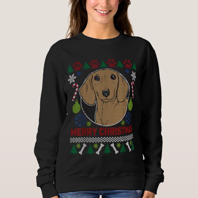 Moletom Dachshund Dog Raça Feia Estilo de Natal (Frente)
