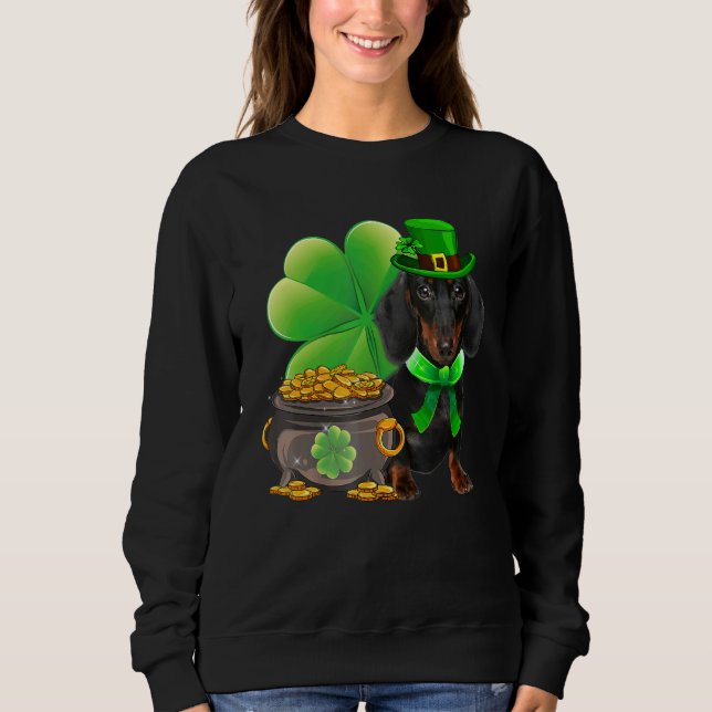 Moletom Dachshund Dog Shamrock Irish Santo Rua Patrick Day (Frente)