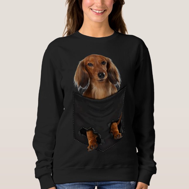 Moletom Dachshund Em Bolso De Cão De Ouvinte De Longa Altu (Frente)