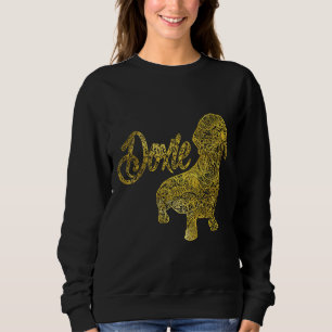 Moletom Dachshund Em Dourado Padrão Decorativo