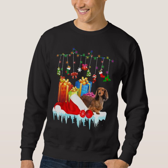 Moletom Dachshund Em Santa Hat Preso De Fada De Natal (Frente)