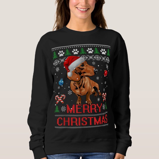 Moletom Dachshund Felry Árvore de Natal Light Pajama Dacke (Frente)