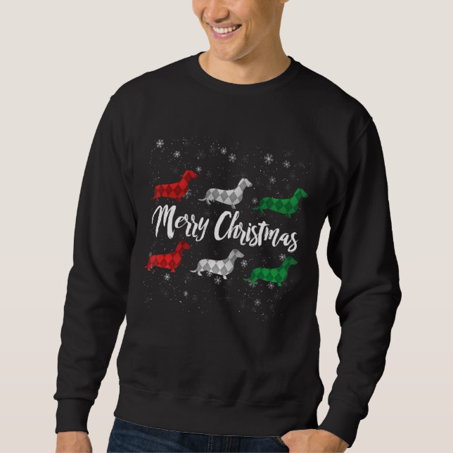 Moletom Dachshund Felry Christmas Argyle Dog (Frente)