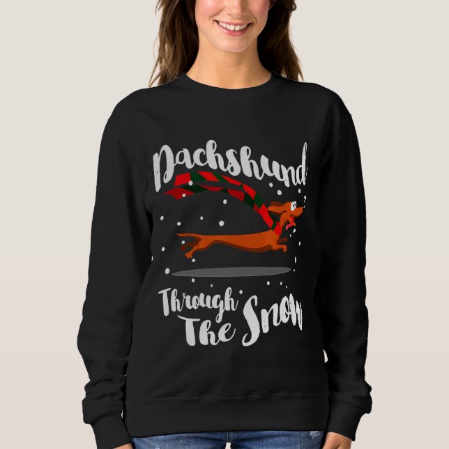 Moletom Dachshund Gif Através Da Neve (Frente)