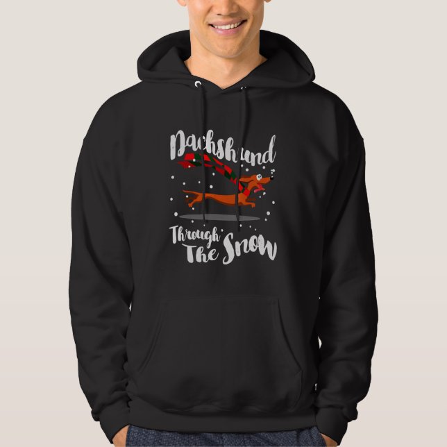 Moletom Dachshund Gif Through The Snow (Frente)