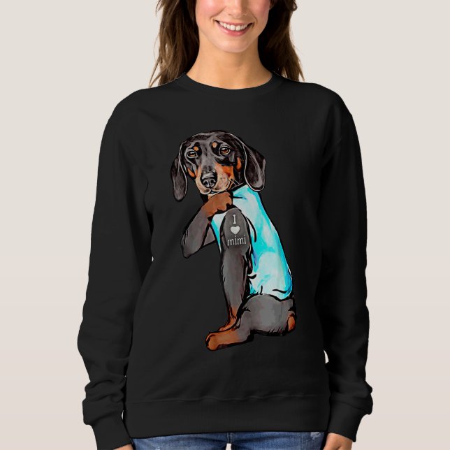 Moletom Dachshund I Love Mimi Tattoo Roupa Dog Mimi Moth (Frente)