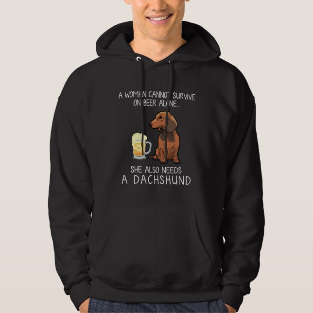 Moletom Dachshund Mãe E Cão Engraçado De Cerveja (Frente)