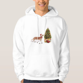 Moletom Dachshund Marrom Engraçado Cachorro Natal com Árvo