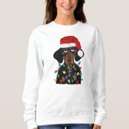Moletom Dachshund Papai Noel Enroscado Em Luzes De Natal