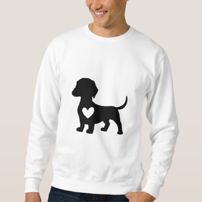 Moletom Dachshund Silhouette com Coração (Frente)