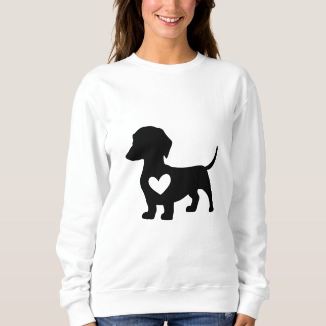 Moletom Dachshund Silhouette com Coração (Frente)