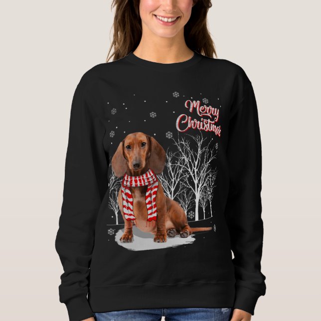 Moletom Dachshund Tree Felry Natal Dachshund Xmas Para (Frente)