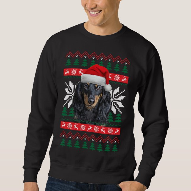 Moletom Dachshund Ugly Christmas Sweet Style Santa Hat D (Frente)