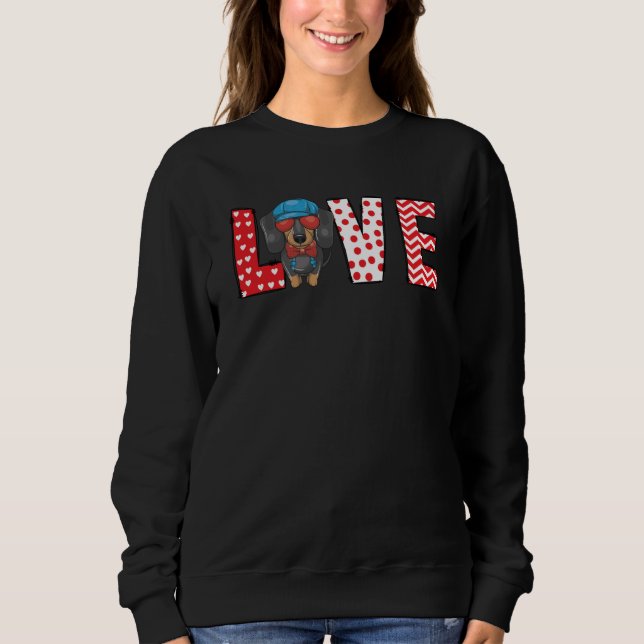 Moletom Dachshund Valentines Day Love Valentine Cute Heart (Frente)