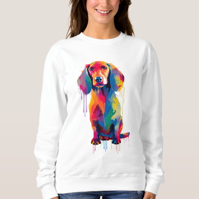 Moletom Dachshund Vibrant e Colorida (Frente)