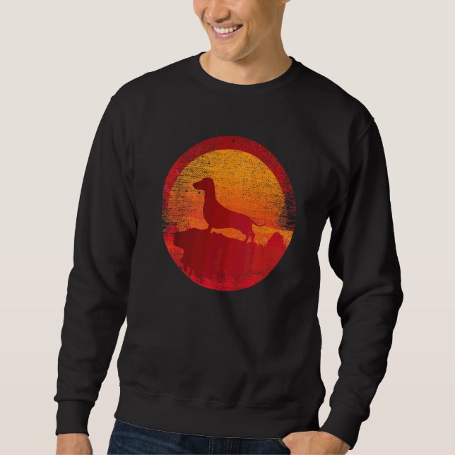 Moletom Dachshund Wiener Doxen Dog Retro Sunset (Frente)