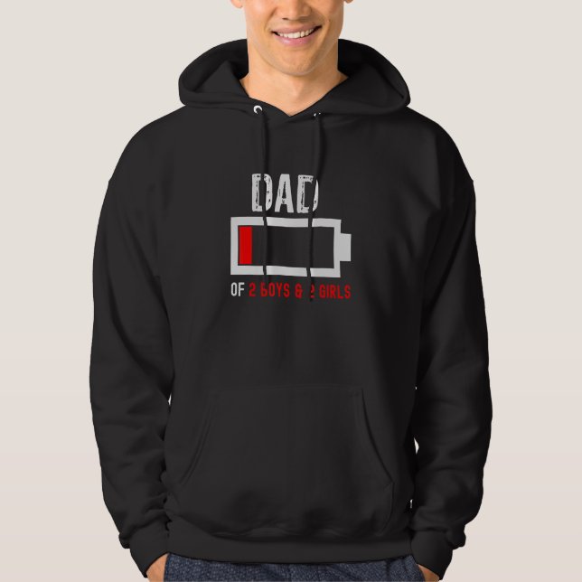 Moletom Dad Of 2 Boys 2 Girls Funny Mens Low Energy Batter (Frente)