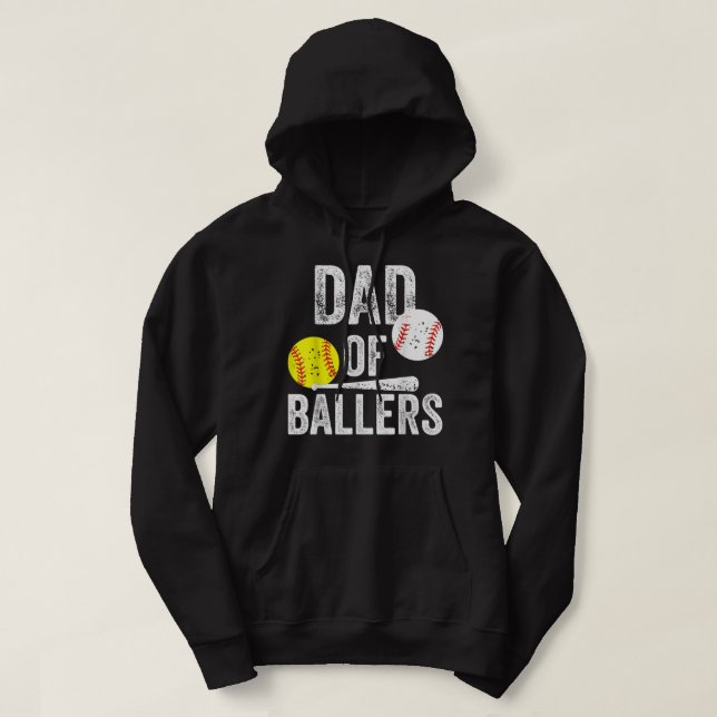 Moletom Dad of Ballers Funny Dad of Baseball and Softball  (Frente do Design)