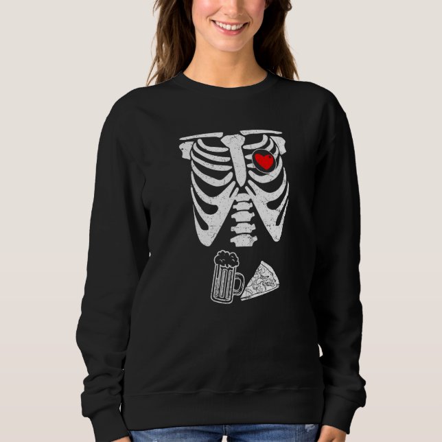 Moletom Dad Skeleton Halloween Beer Pizza Pregnancy Couple (Frente)