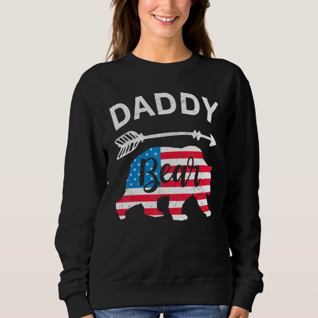 Moletom Daddy Bear Papa Bear American Flag 4th of July Fat (Frente)
