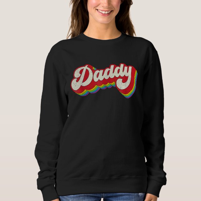 Moletom Daddy Gay Pride Month LGBTQ Fathers Day Rainbow Fl (Frente)