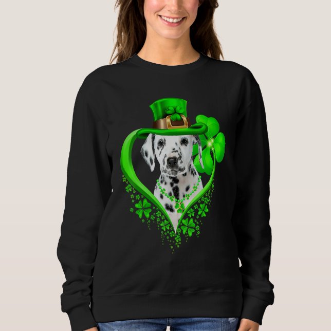 Moletom Dalmatian Dog St Patricks Day Lover Irish Shamrock (Frente)
