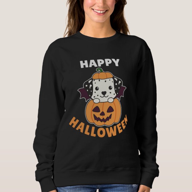 Moletom Dalmatian Happy Halloween Pumpkin Bat Dogs (Frente)