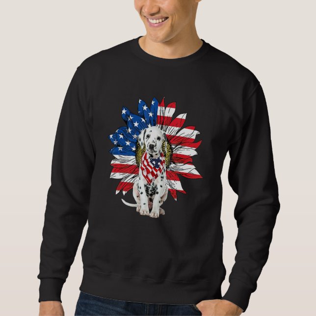 Moletom Dalmatian Patriot American Flag Sunflower Independ (Frente)