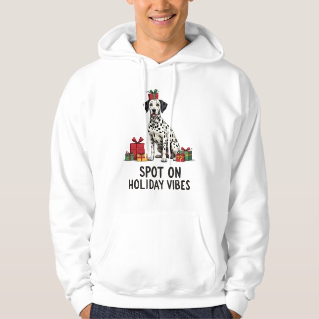 Moletom Dalmatian Spot On Holiday Vibes Christmas Hoodie (Frente)