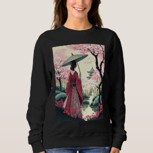 Moletom Dama Japonesa com o Umbrella Pagoda cereja Blossom