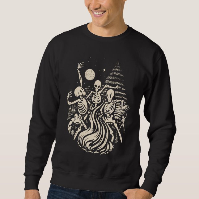 Moletom Dancing Skeletons Bones Under the Moon Wicca Wicca (Frente)