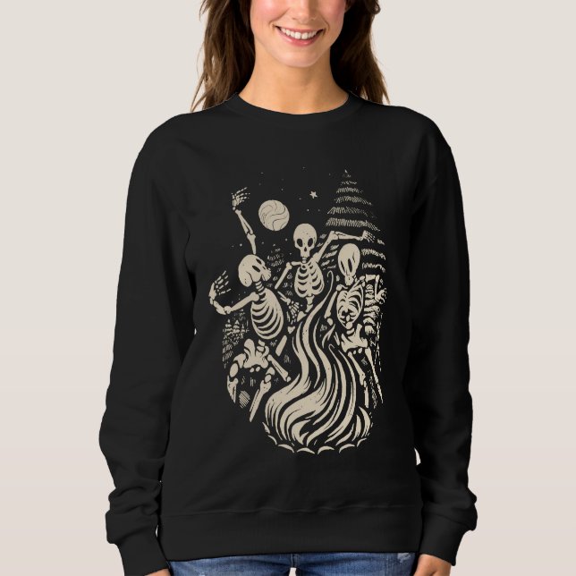 Moletom Dancing Skeletons Bones Under the Moon Wicca Wicca (Frente)