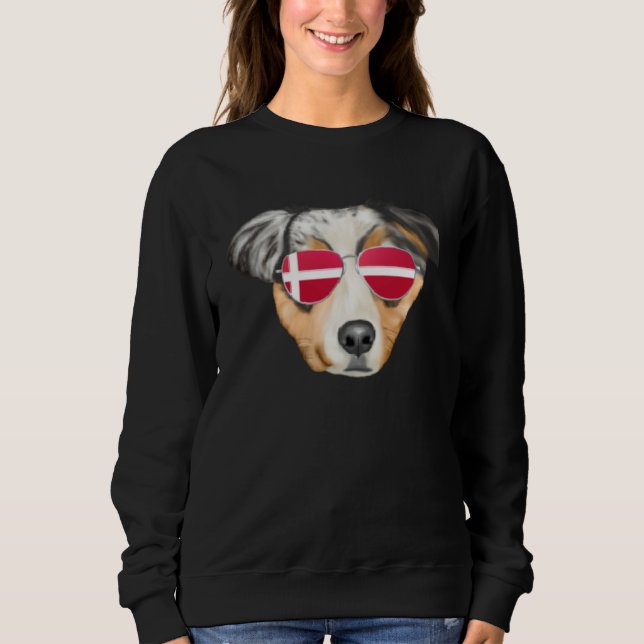 Moletom Danish Flag Australian Shepherd Dog Denmark Pocket (Frente)