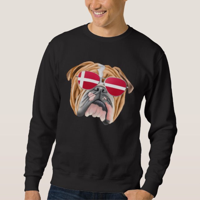 Moletom Danish Flag Bulldog Dog Denmark Pocket (Frente)