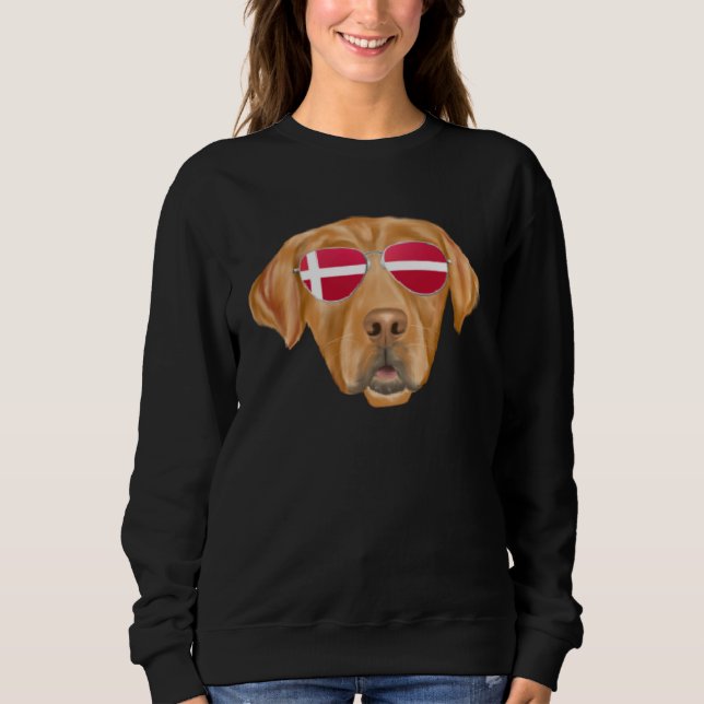 Moletom Danish Flag Golden Retriever Dog Denmark Pocket (Frente)