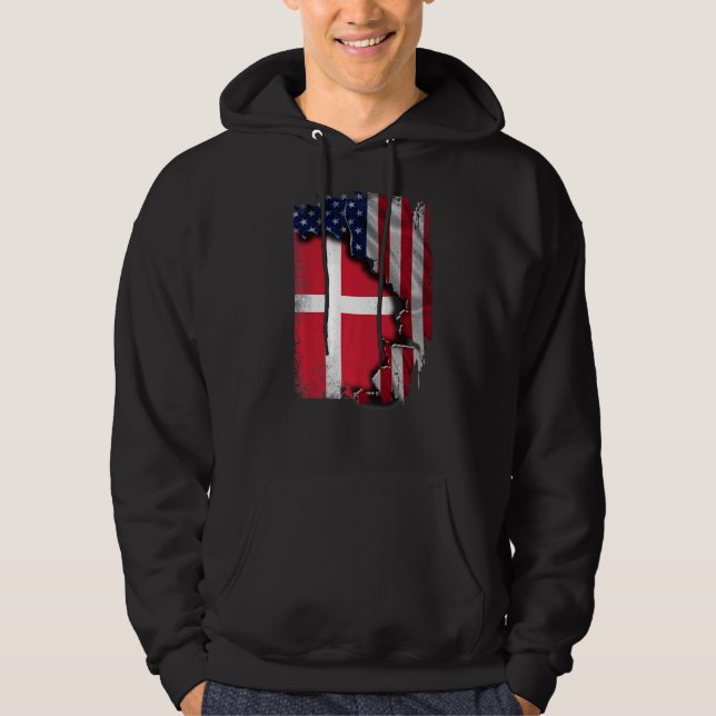 Moletom Danish ROOTS Half American Flag Patrioitc Dinamarc (Frente)