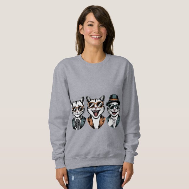 Moletom Dapper Cats - Stylish Funny Trio Portrait  (Frente Completa)